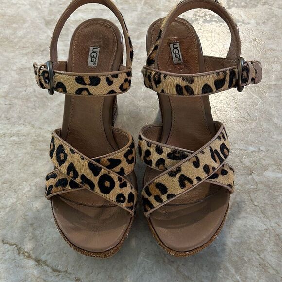 UGG Calf Hair Animal Print Wedges - Picture 2 of 9